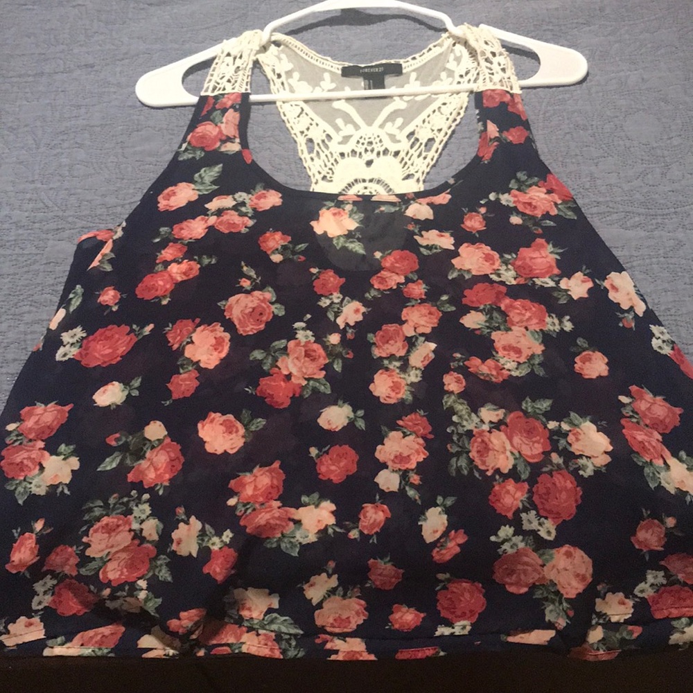 A sleeveless floral shirt from forever 21